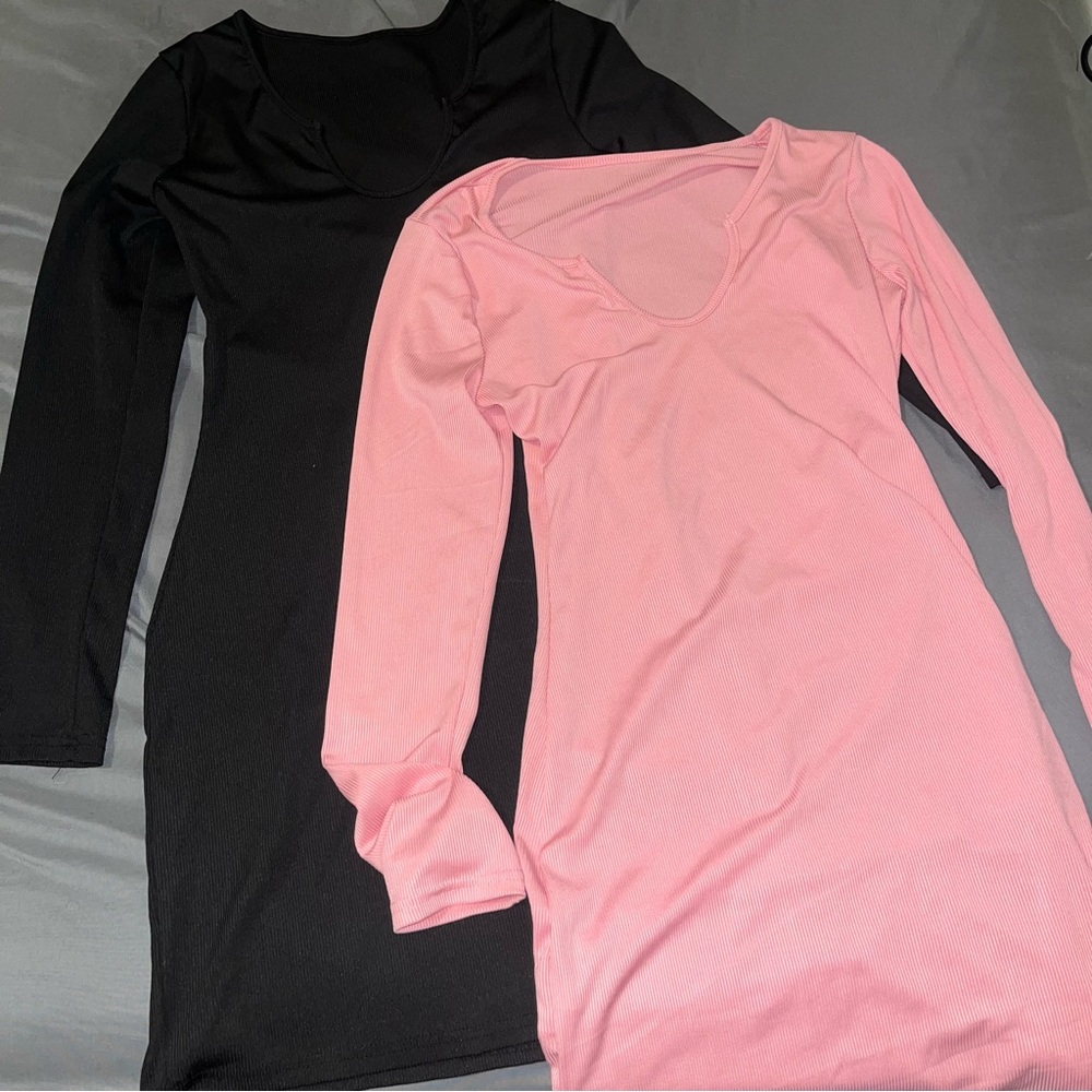 Black and Pink Long Sleeve Dresses